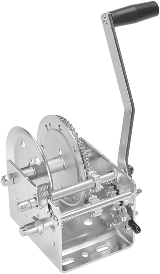 Fulton 142410 Boat Trailer Winch, 2,600 lbs. Capacity, Two-Speed Hand Crank Winch, High-Performance Zinc Finish