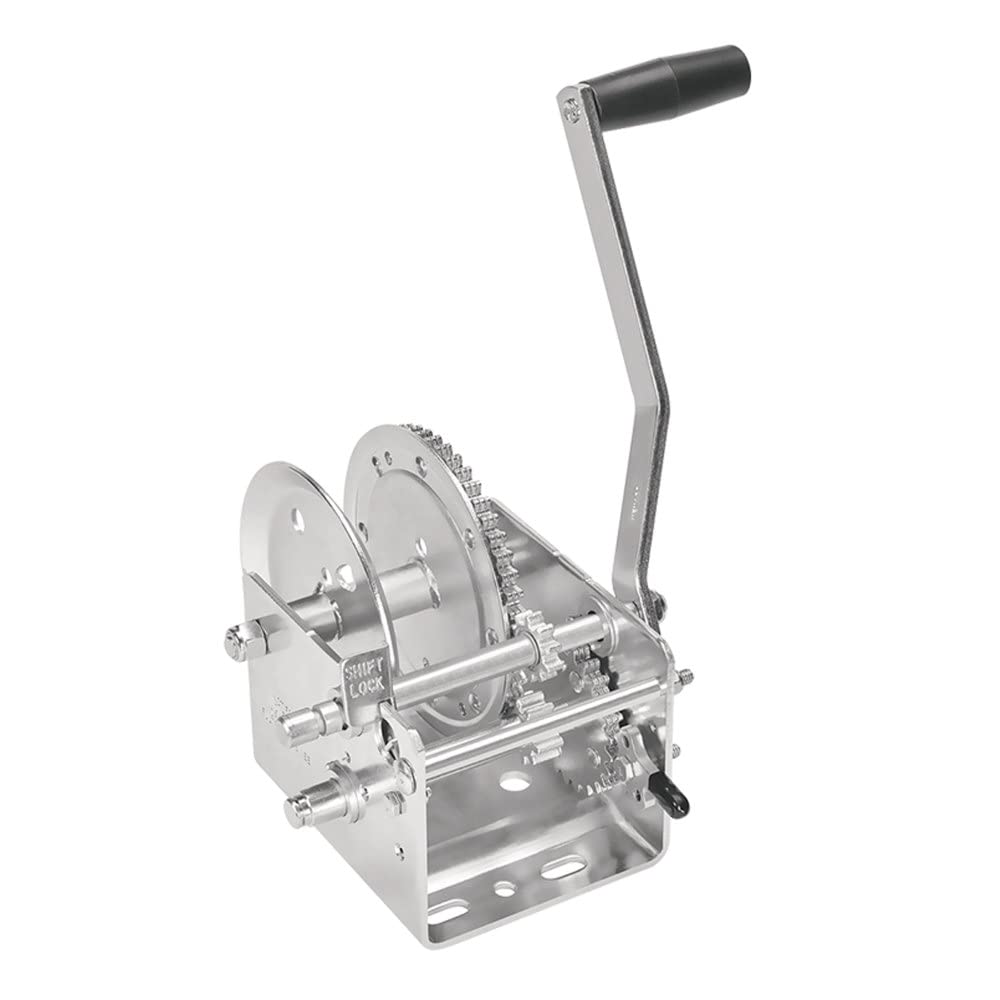 Fulton 142410 Boat Trailer Winch, 2,600 lbs. Capacity, Two-Speed Hand Crank Winch, High-Performance Zinc Finish