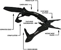 GERBER Crucial Multi-Tool - Black w/Pocket Clip & Strap Cutter [31-001518]