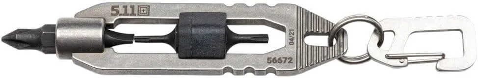 5.11 Tactical EDT Hex Tool Keychain, Stainless Steel, Style 56672, Tumbled Steel Color