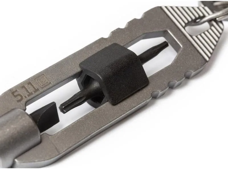 5.11 Tactical EDT Hex Tool Keychain, Stainless Steel, Style 56672, Tumbled Steel Color