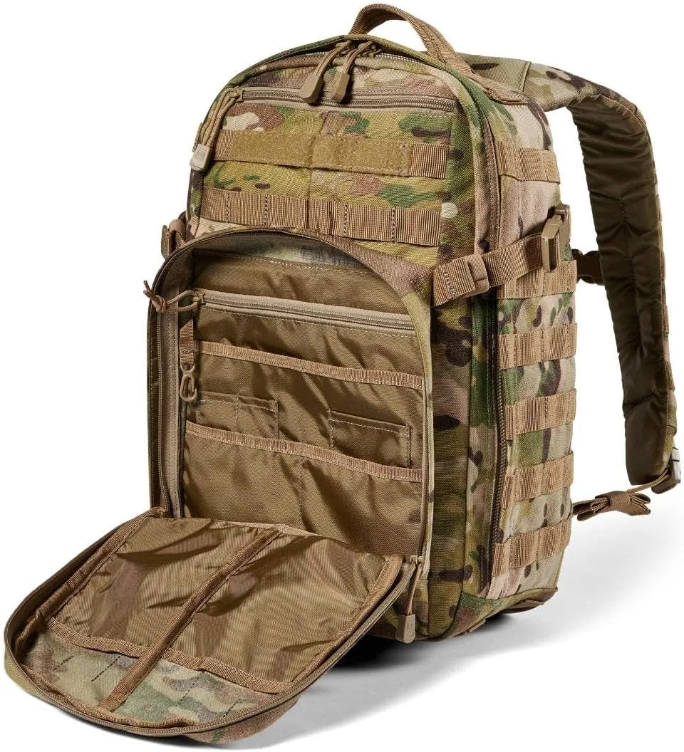 5.11 Tactical Backpack, RUSH 12 2.0 Military Survival Molle Back Pack with Laptop Compartment, Small, 24L, Multicam