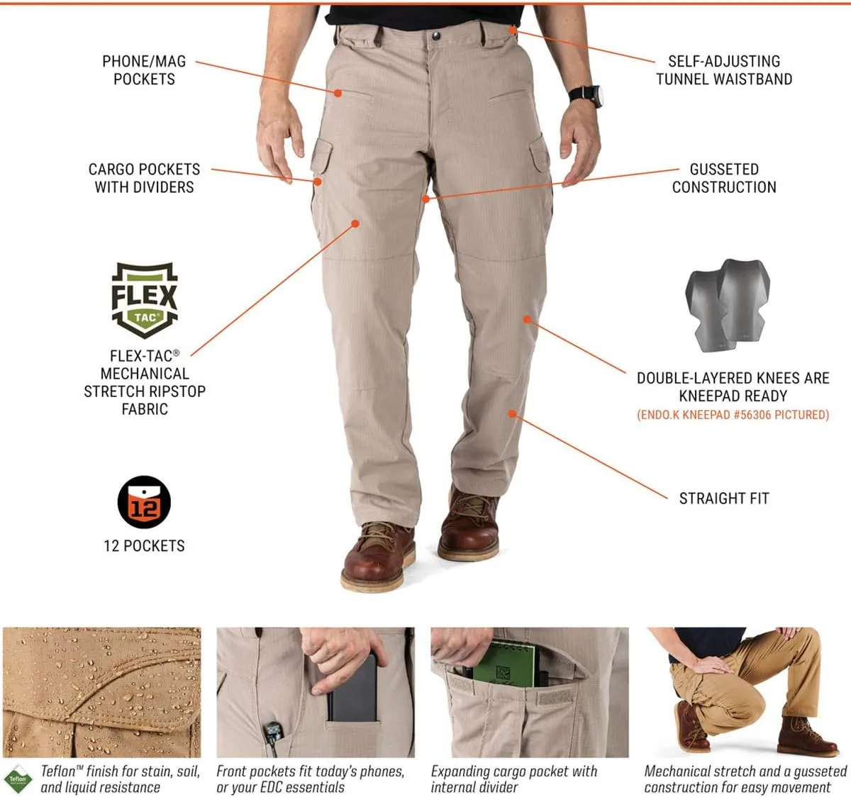 5.11 Tactical Men's Stryke Operator Uniform Pants w/Flex-Tac Mechanical Stretch