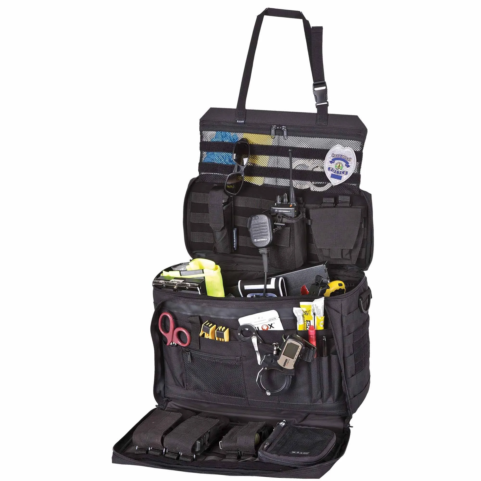 5.11 Tactical Wingman Patrol Bag – Police Gear Car Seat Organizer for Law Enforcement, Black, Style 56045ABR