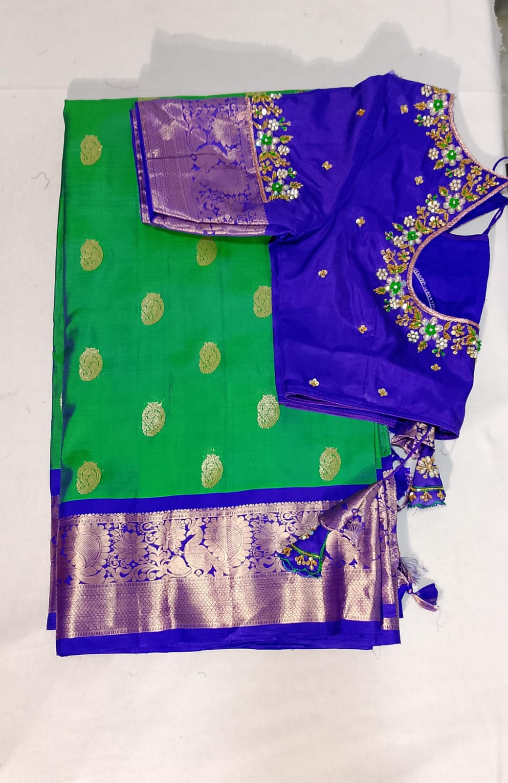 N83: Ready To Ship Beautiful Pure Kanchipattu Saree With Stitched Maggam Work Blouse N83: Ready To Ship Beautiful Pure Kanchipattu Saree With Stitched Maggam Work Blouse