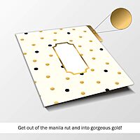BARKER CREEK Designer File Folders Set of 12, Gold, Multi-Design Set with Gold on Outside, Cream on Inside, Letter-Size 1/3 Cut Tabs, Pack of 12 (1337) 12pt Cardstock