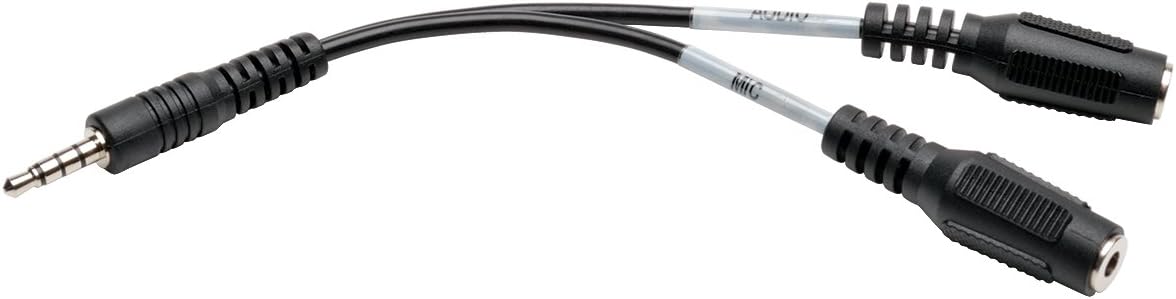 Eaton Tripp Lite Series 3.5 mm 3-Position to 3.5 mm 4-Position Audio Headset Splitter Adapter Cable (2xF/M)