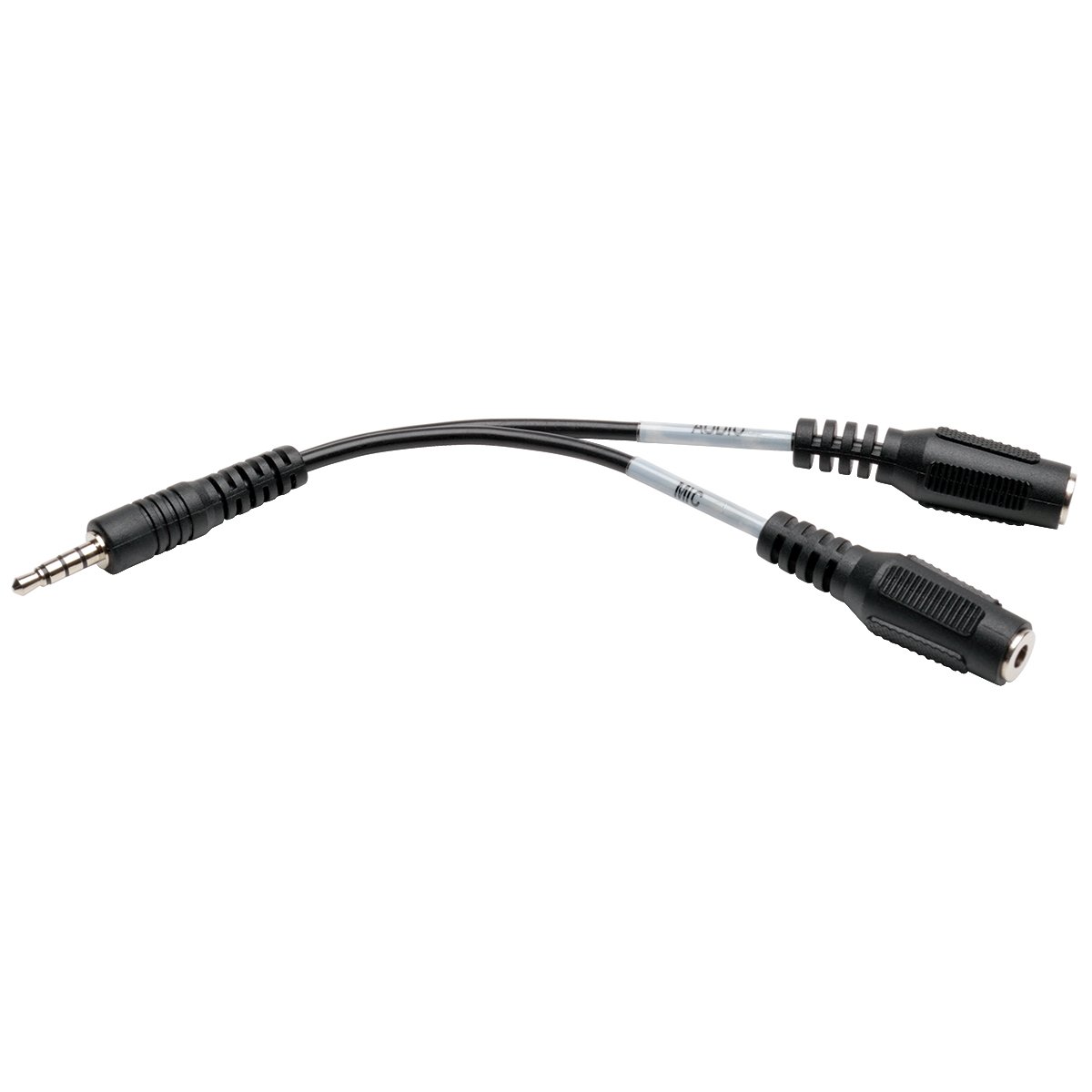 Eaton Tripp Lite Series 3.5 mm 3-Position to 3.5 mm 4-Position Audio Headset Splitter Adapter Cable (2xF/M)