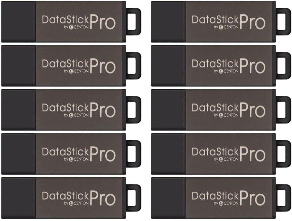 32GB DataStick Pro by Centon, 10 Pack, USB 2.0 Flash Drive Memory Stick for Storage and Backup