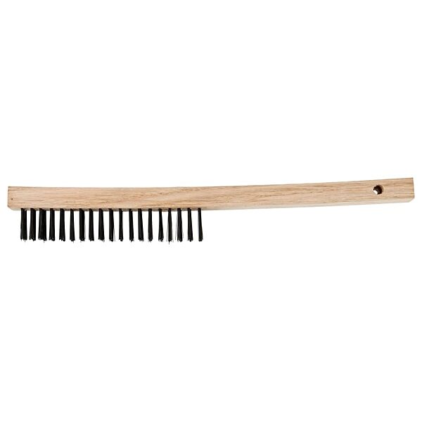 PFERD 85045 Economy Line Curved Handle Scratch Brush, .012 Carbon Steel, 3 x 19 Wire Rows
