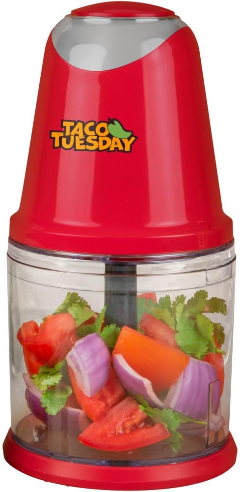 Nostalgia Taco Tuesday 2-Speed Chopper, Perfect For Salsa, Guacamole, Dip, Sauces, Hummus, Stainless Steel Blades