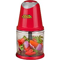 Nostalgia Taco Tuesday 2-Speed Chopper, Perfect For Salsa, Guacamole, Dip, Sauces, Hummus, Stainless Steel Blades, 2-Cup Capacity, Red