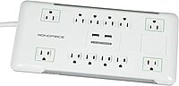 Monoprice Power & Surge - 12 Outlet Surge Protector Power Strip with 2 Built In 2.1A USB Charger - Protected Light Indicator