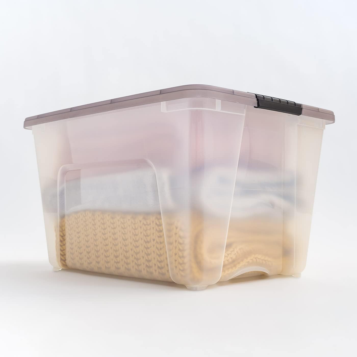 IRIS USA 53 Quart Stack & Pull Clear Storage Box, Gray, 5 Pack