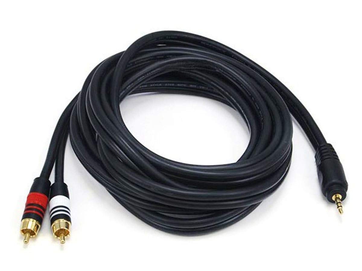 Monoprice Premium 3.5mm Stereo Male to 2 RCA Male Audio Cable, 22AWG Gold Plated