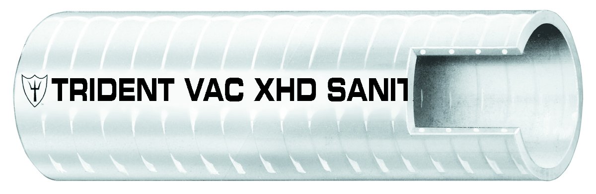 Trident Marine 148-0346 Vinyl VAC XHD Sanitation Hose, 28 psi Maximum Pressure, 50' Length x 3/4" ID, White