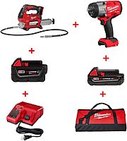 Milwaukee M18 FUEL 1/2" High Torque Impact Wrench & Grease Gun Combo Kit (2967-22GG)