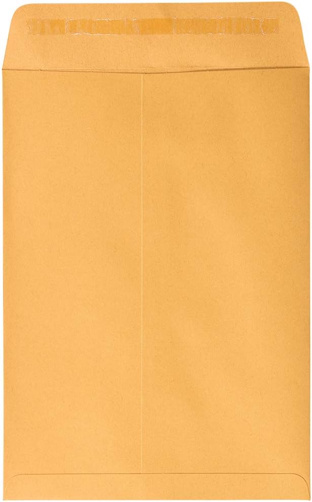 JAM PAPER Open End Catalog Envelopes with Peel & Seal - Brown Kraft Manila