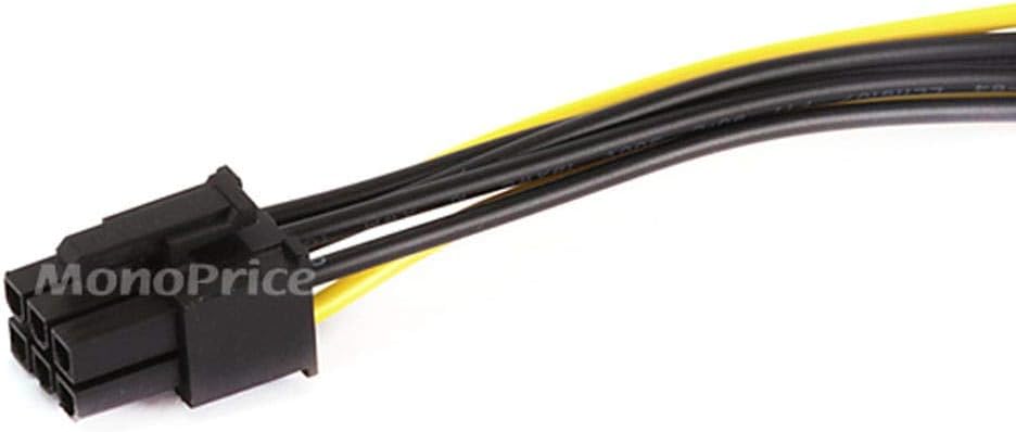 Monoprice SATA Cable - 0.67 Feet - Black | SATA 15pin to 6pin PCI Express Card Power Cable, Black