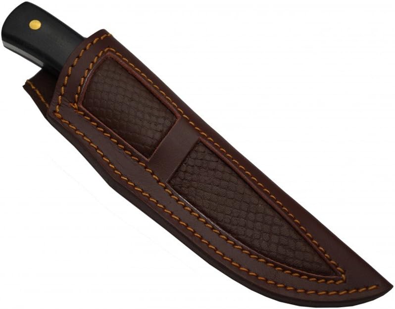 BucknBear Sharp Custom Handmade 1095 Rain Drop Damascus Fixed Blade Hunting Knife with Leather Sheath (Micarta/Wood Handle)