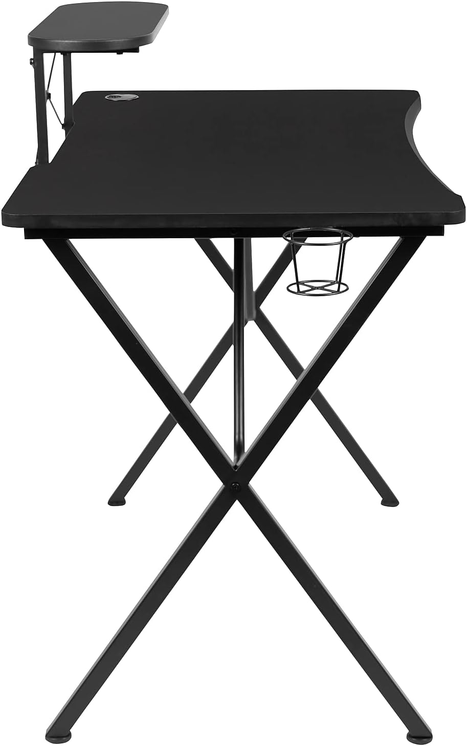 Flash Furniture Mallot Black Gaming Desk with Cup Holder, Headphone Hook, and Monitor/Smartphone Stand Black 51.5"