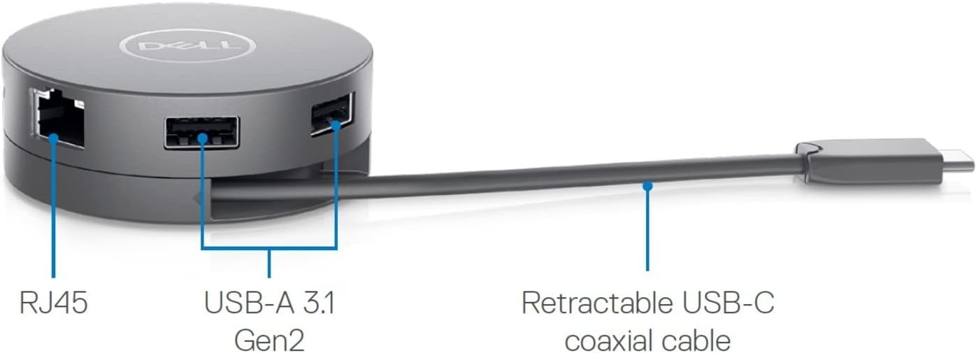 Dell 7-in-1 USB-C Multiport Adapter - DA310 - for Monitor/Notebook/Projector/Keyboard/Mouse/Headset/Flash Drive - DELLDA310