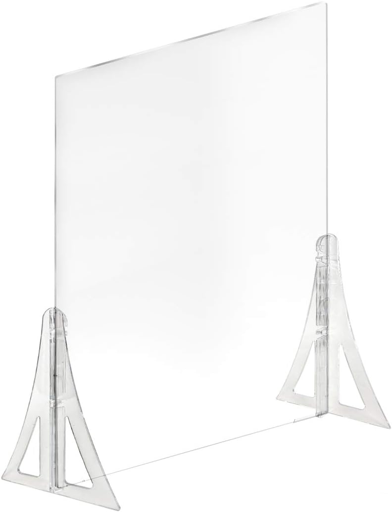 Azar Displays Protective Sneeze Guard for Counter and Desk - Acrylic Plexiglass Barrier (Pack of 2)