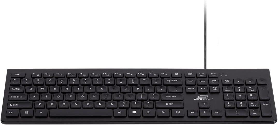 Monoprice Low-Profile Spill-Resistant Silent Keyboard – Membrane Water-Resistant Coating 10 Million Keystrokes
