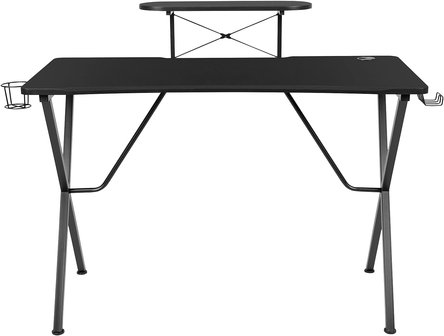 Flash Furniture Mallot Black Gaming Desk with Cup Holder, Headphone Hook, and Monitor/Smartphone Stand Black 51.5"