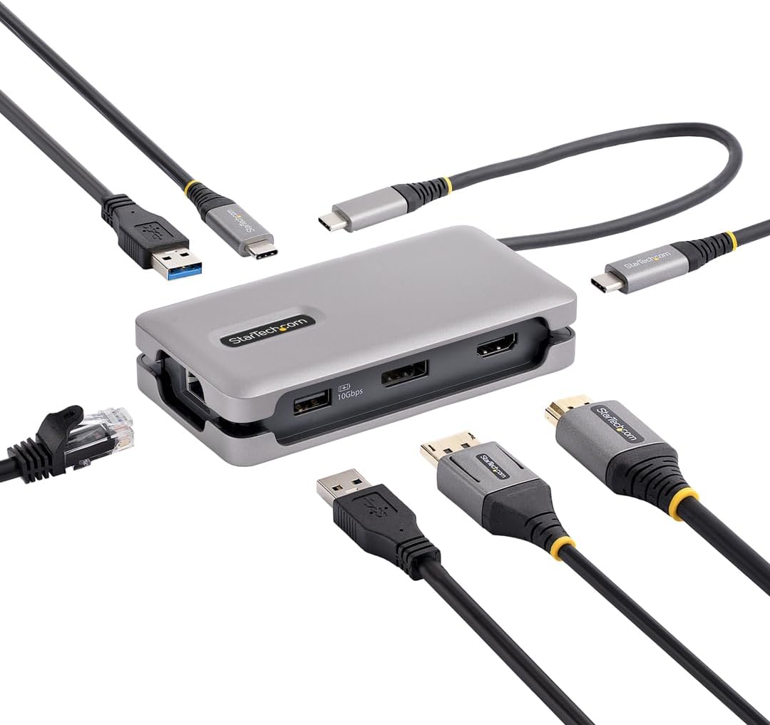 StarTech.com USB-C Docking Station Multiport Adapter with 4K60, 10Gbps USB Hub, 100W PD, Gigabit Ethernet