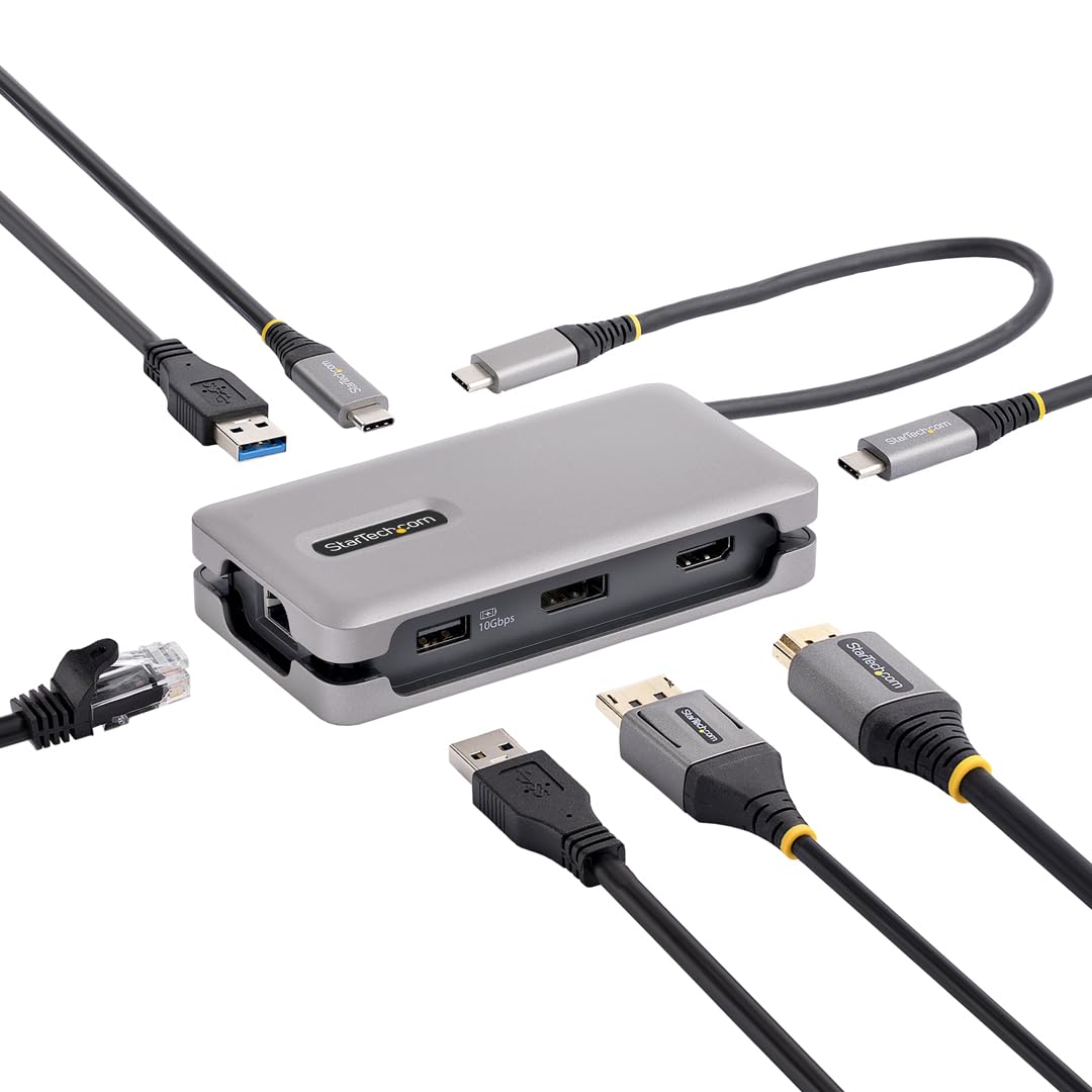 StarTech.com USB-C Docking Station Multiport Adapter with 4K60, 10Gbps USB Hub, 100W PD, Gigabit Ethernet