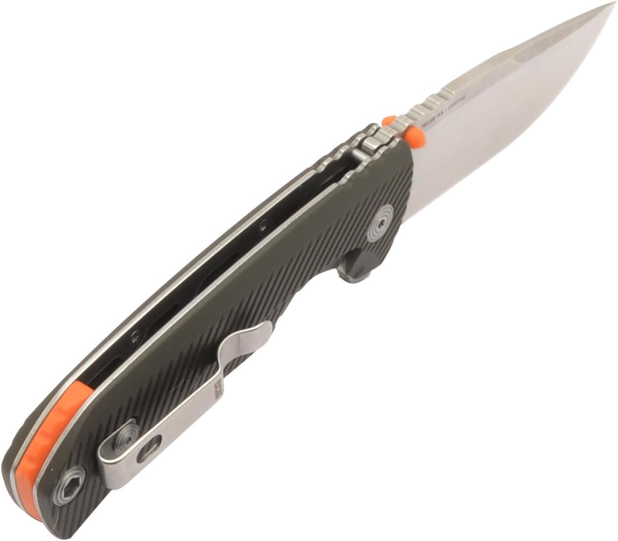 SOG Tellus FLK Full-Sized Frame Lock Folding Knife, GRN Handle, CRYO 440C Stainless Steel Blade, Reversible Pocket Clip