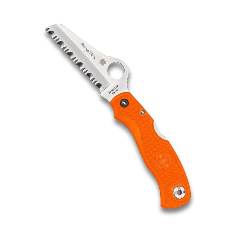 SPYDERCO Rescue Folding Pocket Knife with VG-10 Blade and FRN Handle