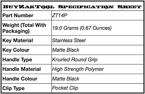 Zak Tool Handcuff Key Polymer Finish, Black ZT14P