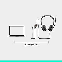 Logitech H390 Gaming Headphones, Wired Headphones with Mic, USB Headset with Microphone for PC, Noise Cancelling Microphone for Video Meetings, Music, Gaming - Black Black 1 Pack