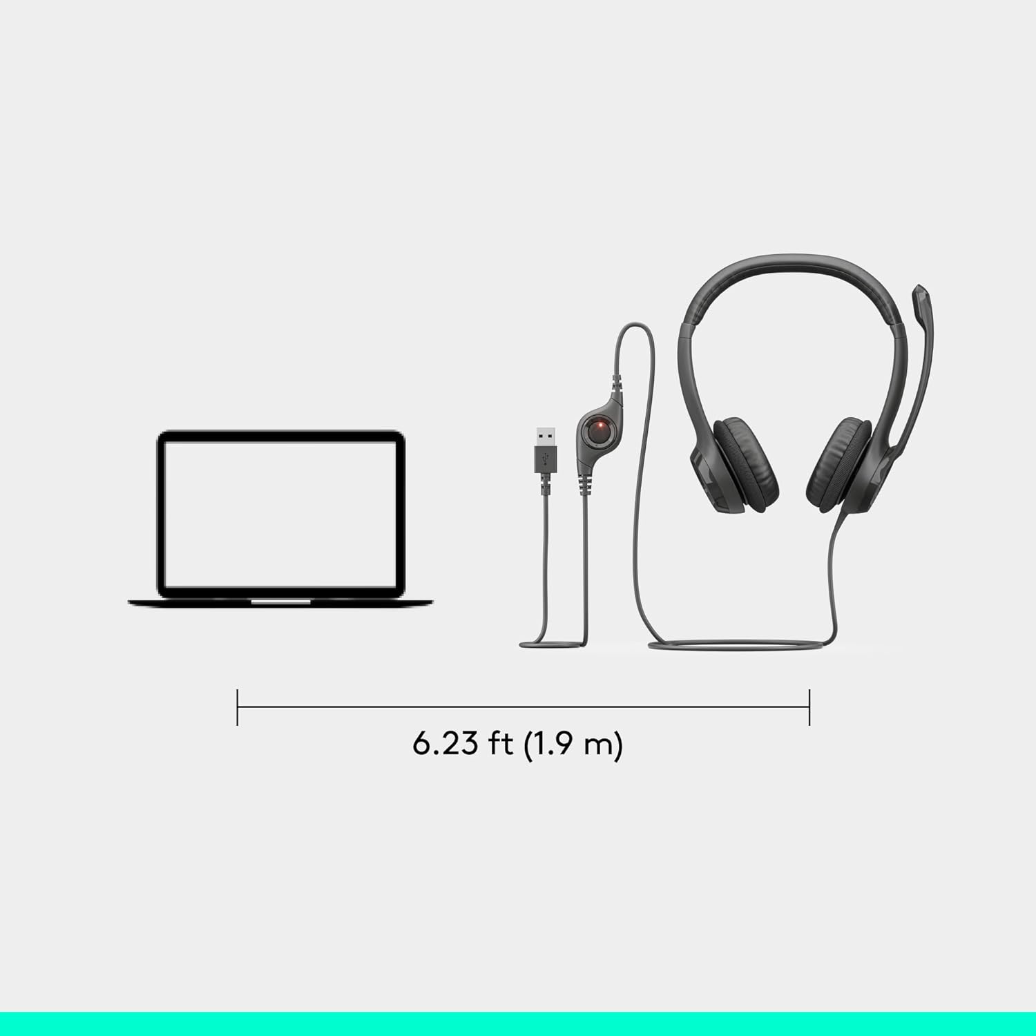 Logitech H390 Gaming Headphones, Wired Headphones with Mic, USB Headset with Microphone for PC