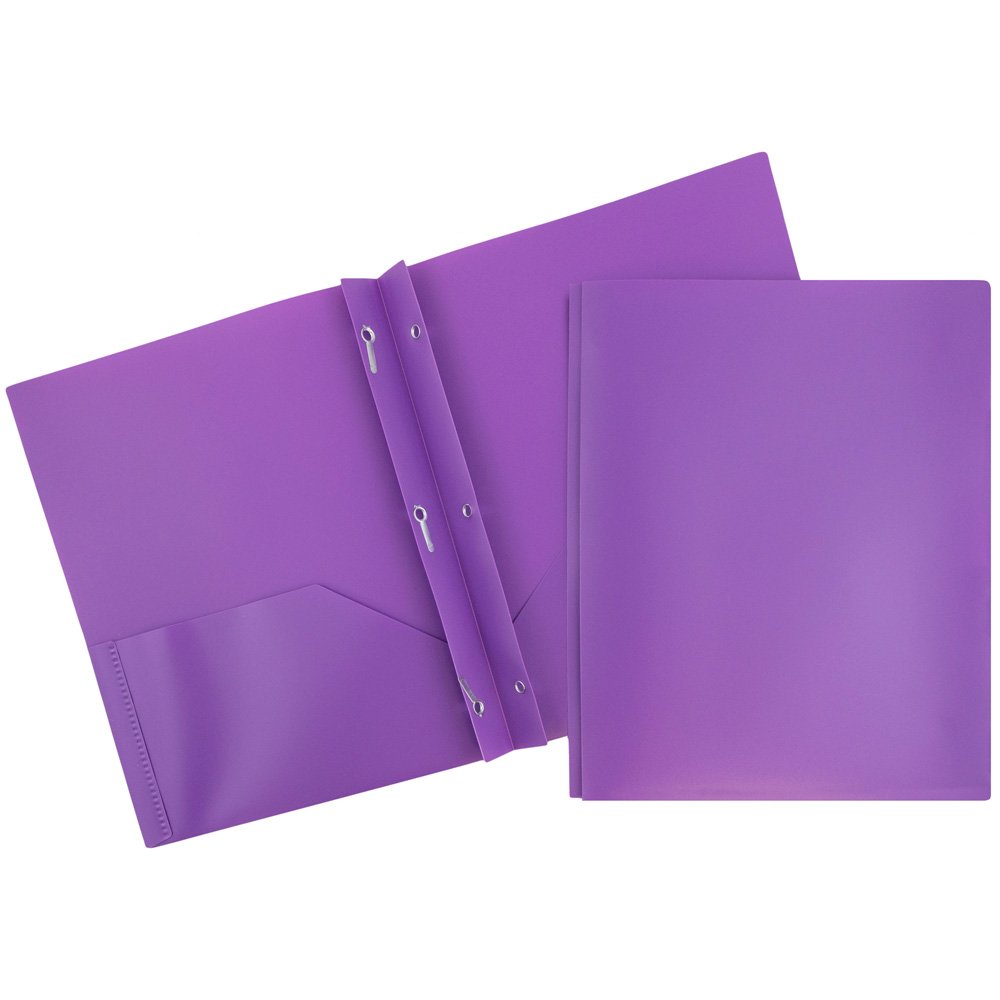 JAM Paper Plastic 2-Pocket POP Folders with Metal Prongs