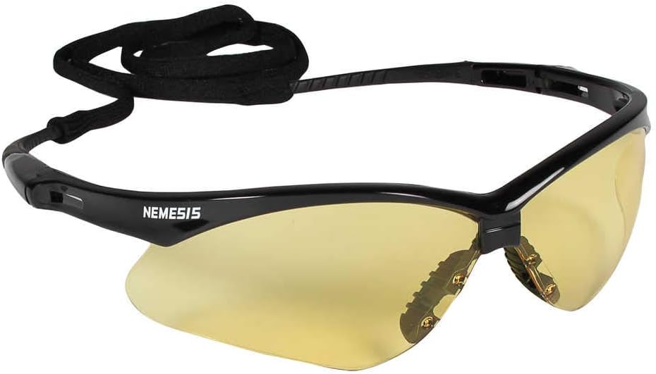 KLEENGUARD V30 Nemesis Safety Glasses / Sunglasses, 25659 Black Frame, Amber Lens (6 Pair)