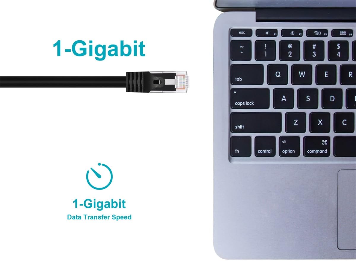 Monoprice Cat6 2ft Black Patch Cable UTP 24AWG 550MHz Pure Bare Copper Snagless RJ45 Flexboot Series Ethernet Cable 1