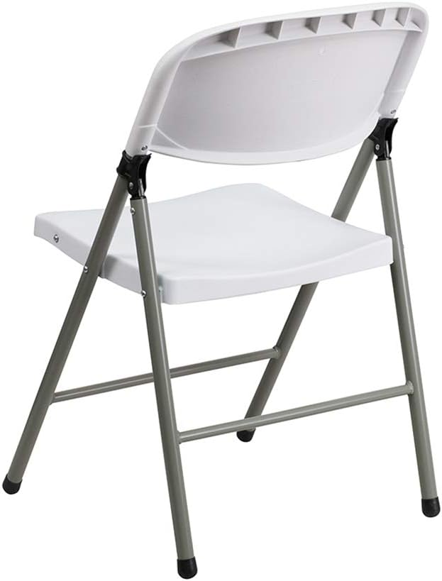 Flash Furniture Hercules Series 330 lb. Capacity White Plastic Folding Chair with Gray Frame