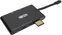 Tripp Lite USB-C Docking Station Hub, 4K @ 30 Hz HDMI, VGA, Gigabit Ethernet Port, 100W PD Charging, USB 3.2 Gen 1, Memory Card Slot, Thunderbolt 3 Compatible, Black, 3-Year Warranty (U442-DOCK3-B)