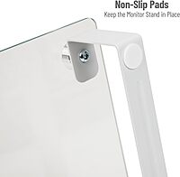 Mind Reader Monitor Stand, Contemporary, Desktop Organizer, Laptop Riser, Office, Glass, 22" L x 8.25" W x 3" H, Clear