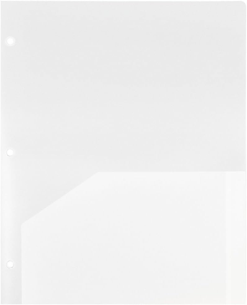 JAM PAPER Heavy Duty Plastic 3-Hole Punched 2-Pocket Presentation Folders