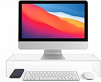 Azar 515360 Acrylic Monitor Stand Riser – Made in USA Laptop stand and Monitor Riser Acrylic Monitor Stand Riser Clear