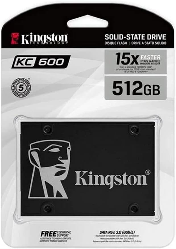 Kingston KC600 512GB 2.5 Inch SATA3 Solid State Drive (3D TLC), Model: SKC600/512G