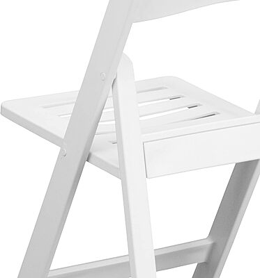 Flash Furniture HERCULES Series 1000-lb Capacity Resin Folding Chairs With Slatted Seats, White, Set Of 2 Chairs