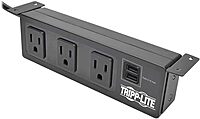 Tripp Lite 3 Outlet Surge Protector Power Strip with Mounting Brackets, 10ft Cord, 2 USB Charging Ports, & $20