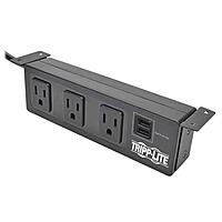 Tripp Lite 3 Outlet Surge Protector Power Strip with Mounting Brackets, 10ft Cord, 2 USB Charging Ports, & $20
