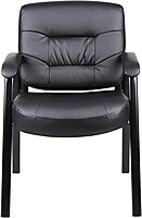 Boss Office Products Executive Mid Back LeatherPlus Guest Chair in Black