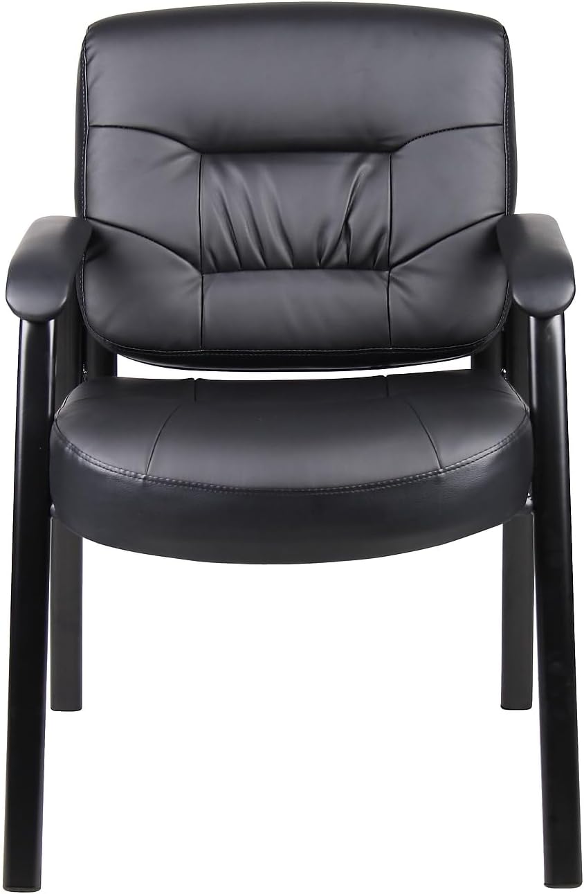 Boss Office Products Executive Mid Back LeatherPlus Guest Chair in Black